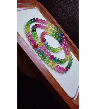 224F10 exquisite rainbow tourmaline three circle bracelet, size about 6.3mm, weight 35
