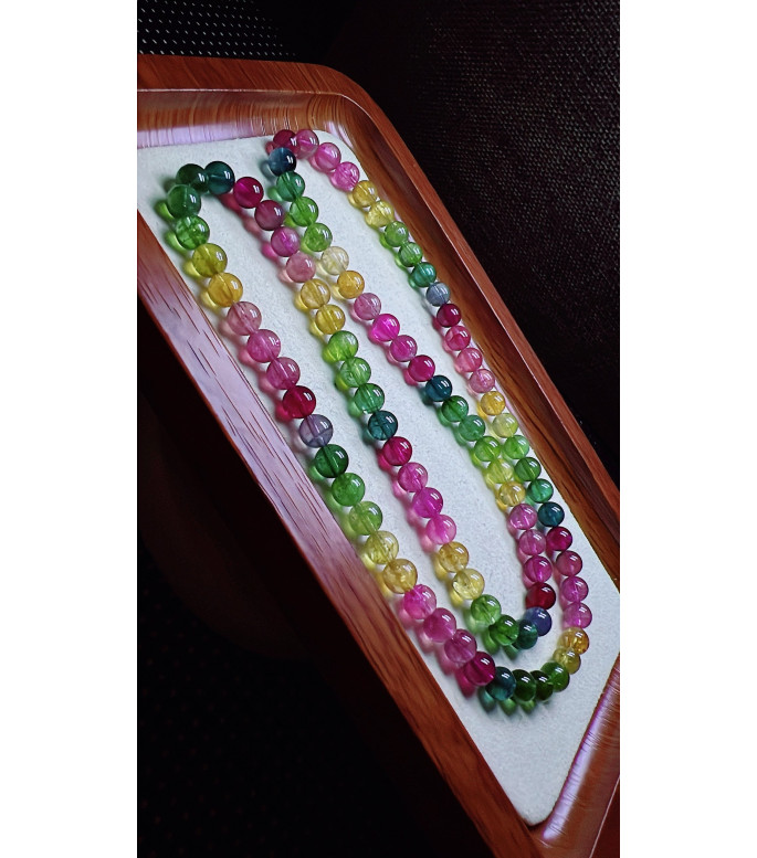 224F10 exquisite rainbow tourmaline three circle bracelet, size about 6.3mm, weight 35