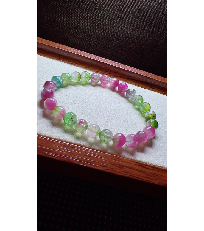 224F8 exquisite watermelon rainbow tourmaline bracelet, specification about 7.5mm, weight