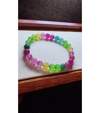 224F7 exquisite rainbow tourmaline bracelet, size about 7mm, weight 14.2 grams, crystal