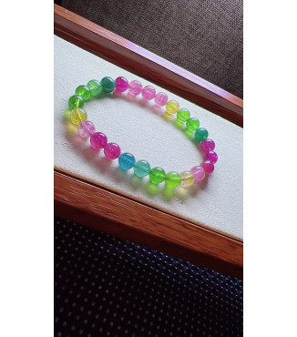 224F7 exquisite rainbow tourmaline bracelet, size about 7mm, weight 14.2 grams, crystal