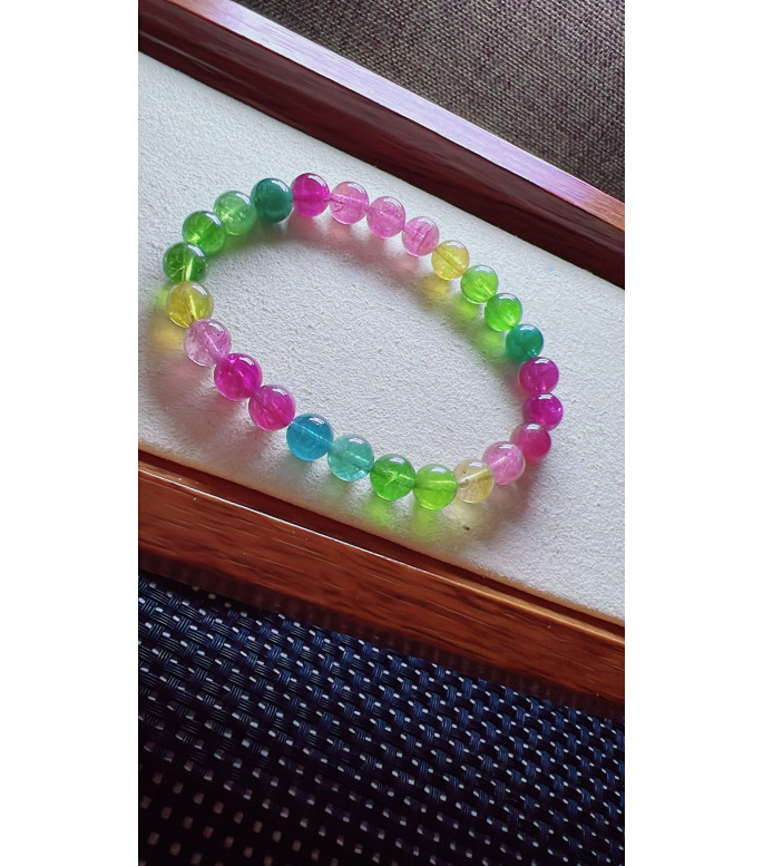 224F7 exquisite rainbow tourmaline bracelet, size about 7mm, weight 14.2 grams, crystal 224F7 exquisite rainbow tourmaline bracelet, size about 7mm, weight 14.2 grams, crystal