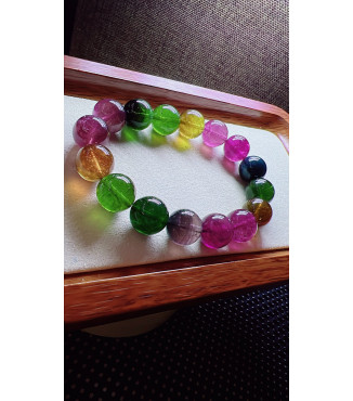 224F4 exquisite rainbow tourmaline bracelet, specification about 12.5mm, weight 50.5g