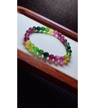 222F12 exquisite rainbow tourmaline bracelet, size about 7mm, weight 14.6g, crystal