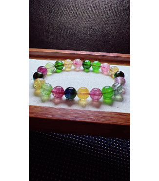 222F9 exquisite candy tourmaline bracelet, size about 9.5mm, weight 27.9g, crystal
