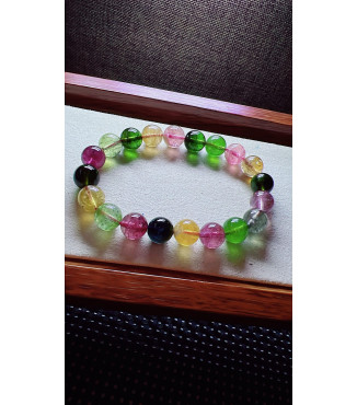 222F9 exquisite candy tourmaline bracelet, size about 9.5mm, weight 27.9g, crystal