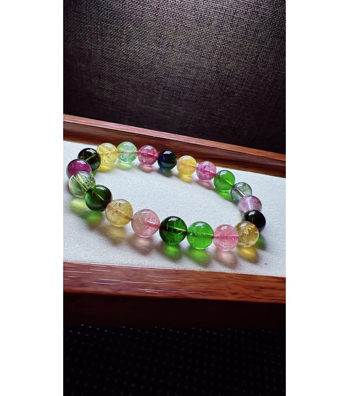 222F9 exquisite candy tourmaline bracelet, size about 9.5mm, weight 27.9g, crystal