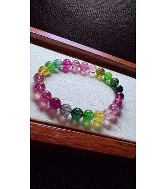 222F8 exquisite rainbow tourmaline bracelet, specification about 8mm, weight 19 grams