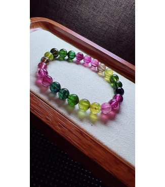 222F7 exquisite rainbow tourmaline bracelet, specification about 7.5mm, weight 17 grams