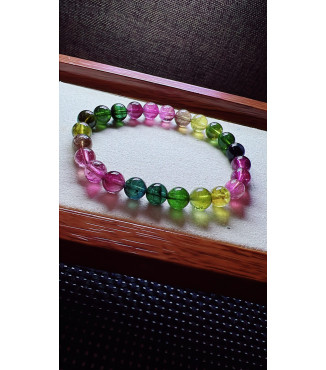 222F7 exquisite rainbow tourmaline bracelet, specification about 7.5mm, weight 17 grams
