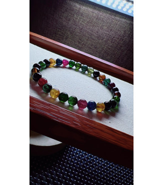 222F2 exquisite black sugar tourmaline bracelet, size about 6.3mm, weight 11.6g, crystal