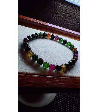 222F1 exquisite black sugar tourmaline bracelet, specification about 6.5mm, weight 12.5