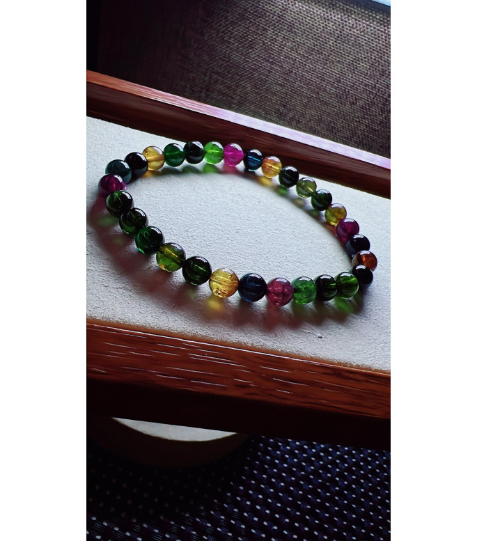 222F1 exquisite black sugar tourmaline bracelet, specification about 6.5mm, weight 12.5