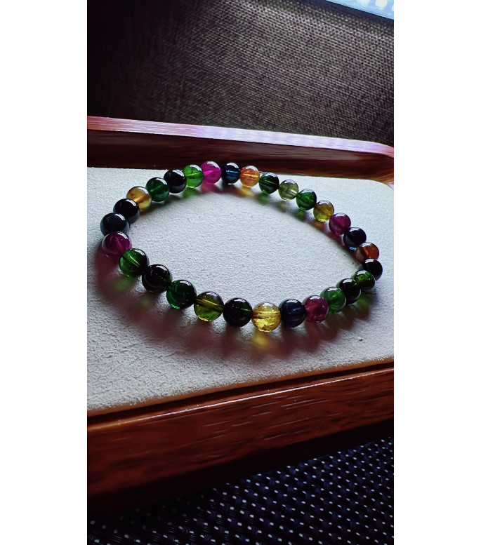 222F1 exquisite black sugar tourmaline bracelet, specification about 6.5mm, weight 12.5
