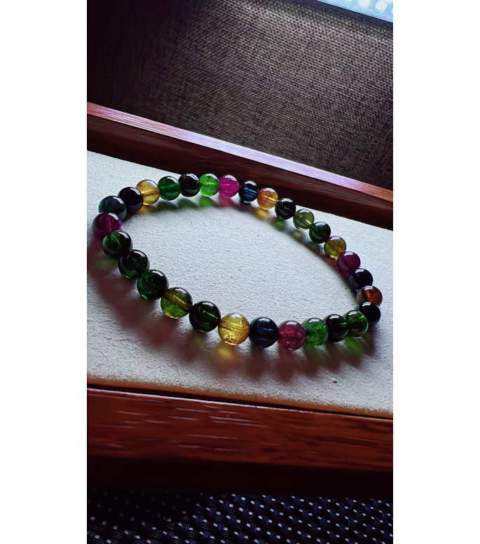 222F1 exquisite black sugar tourmaline bracelet, specification about 6.5mm, weight 12.5