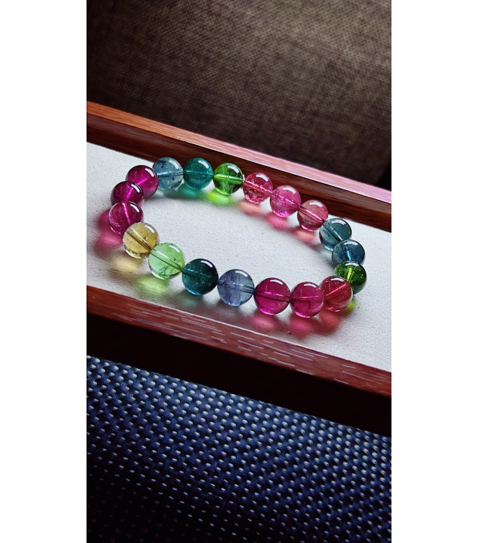 213F10 exquisite high-quality rainbow tourmaline bracelet, specification about 10.2mm 213F10 exquisite high-quality rainbow tourmaline bracelet, specification about 10.2mm