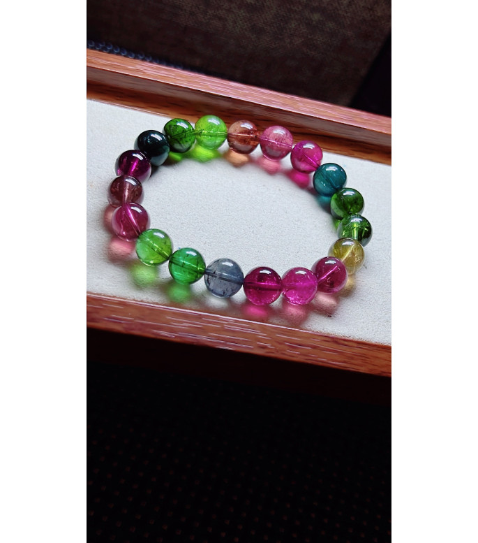 213F7 exquisite high-quality rainbow tourmaline bracelet, specification about 10mm