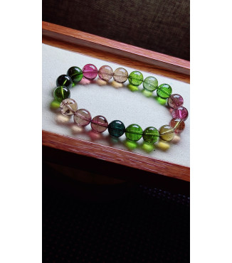 213F4 exquisite high-quality old material rainbow tourmaline bracelet, specification