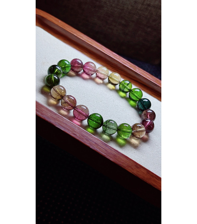 213F4 exquisite high-quality old material rainbow tourmaline bracelet, specification