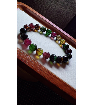 213F2 exquisite black sugar tourmaline bracelet, specification about 9.5mm, weight 30g