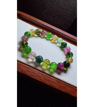 213F1 exquisite candy tourmaline bracelet, size about 9.5mm, weight 28.5g, crystal