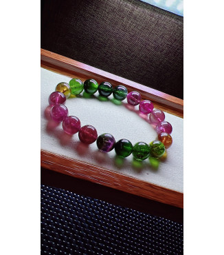 206F13 exquisite thick colored rainbow tourmaline bracelet, specification about 11mm