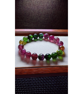 206F13 exquisite thick colored rainbow tourmaline bracelet, specification about 11mm