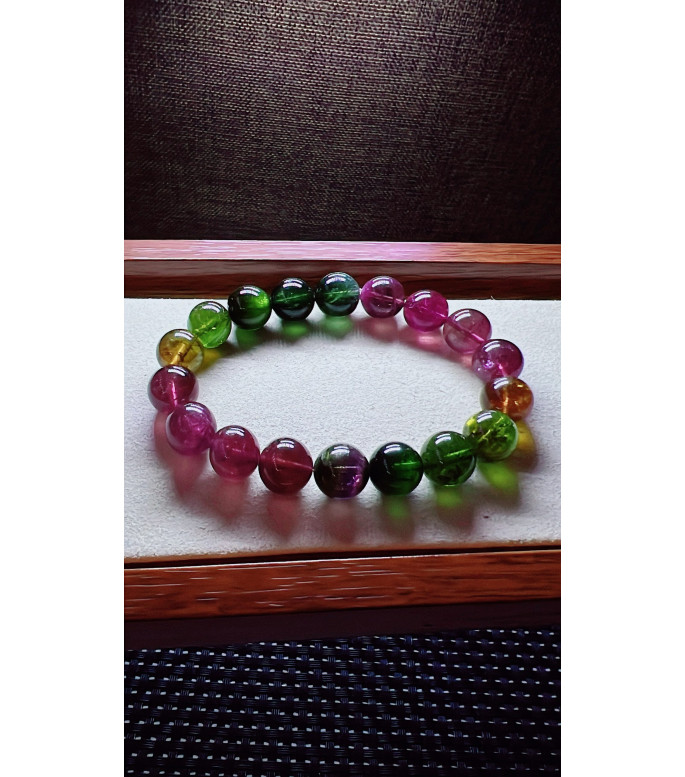 206F13 exquisite thick colored rainbow tourmaline bracelet, specification about 11mm 206F13 exquisite thick colored rainbow tourmaline bracelet, specification about 11mm