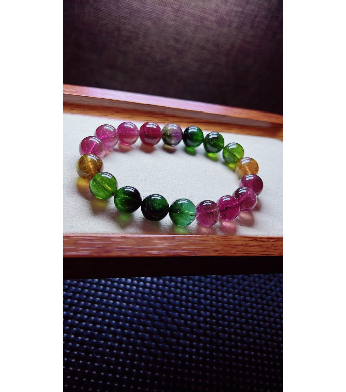 206F13 exquisite thick colored rainbow tourmaline bracelet, specification about 11mm 206F13 exquisite thick colored rainbow tourmaline bracelet, specification about 11mm
