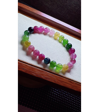 206F11 exquisite rainbow tourmaline bracelet, size about 8mm, weight 19.7g, crystal