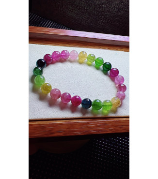 206F11 exquisite rainbow tourmaline bracelet, size about 8mm, weight 19.7g, crystal