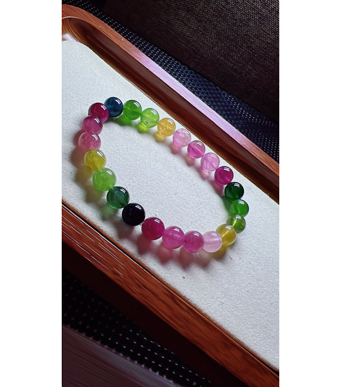 206F11 exquisite rainbow tourmaline bracelet, size about 8mm, weight 19.7g, crystal
