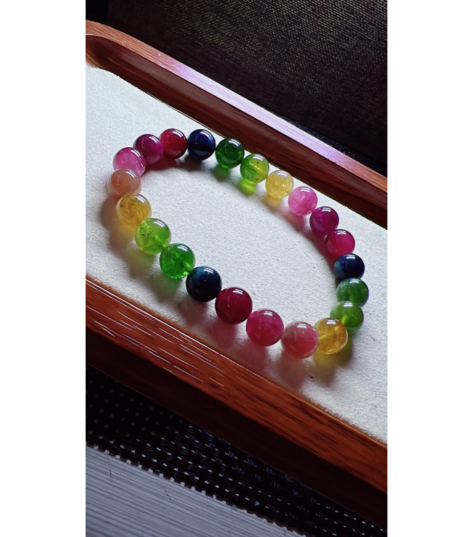 206F10 exquisite rainbow tourmaline bracelet, specification about 8.5mm, weight 22.1g