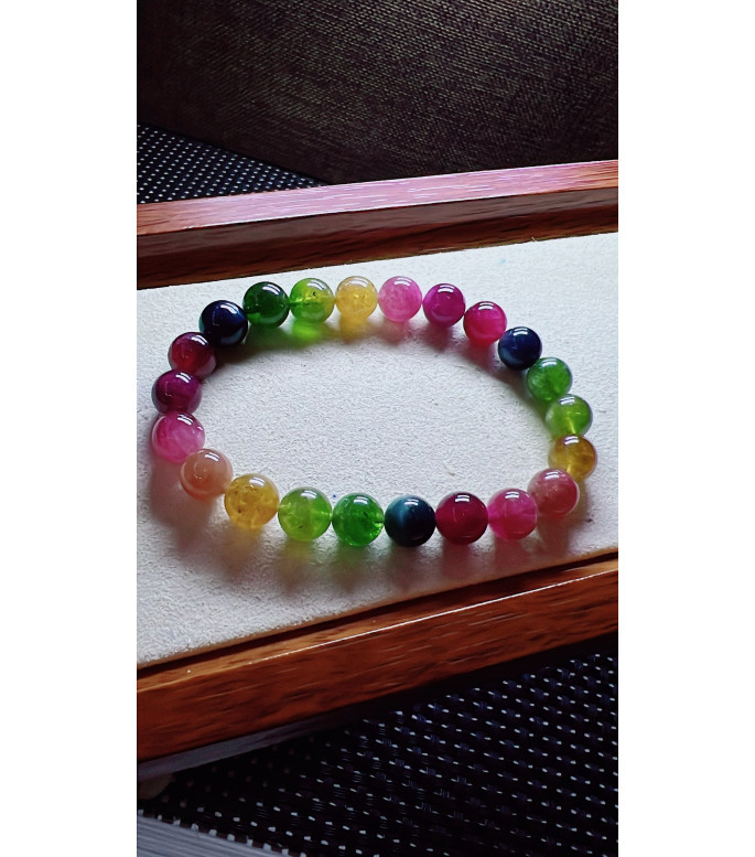 206F10 exquisite rainbow tourmaline bracelet, specification about 8.5mm, weight 22.1g