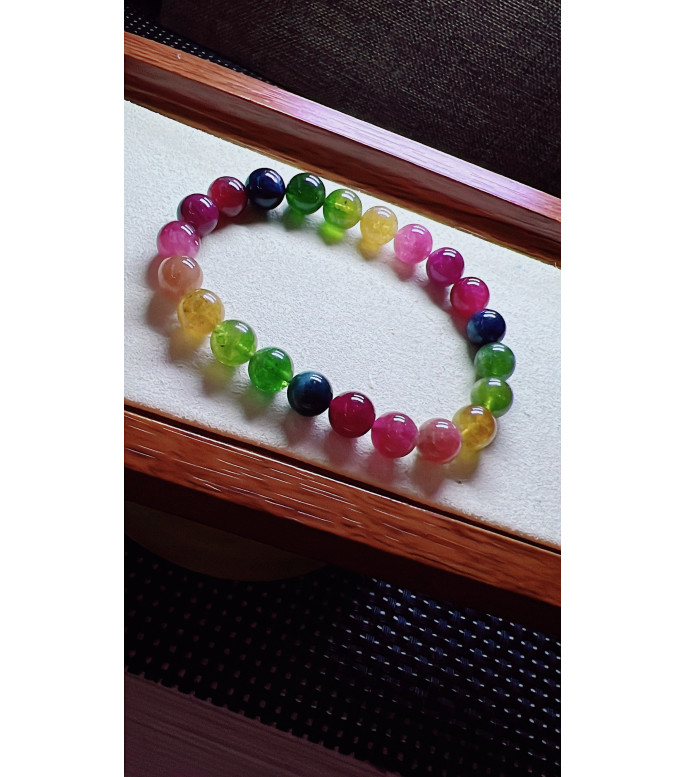206F10 exquisite rainbow tourmaline bracelet, specification about 8.5mm, weight 22.1g