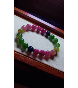 206F9 exquisite rainbow tourmaline bracelet, size about 10mm, weight 32.3 grams, crystal