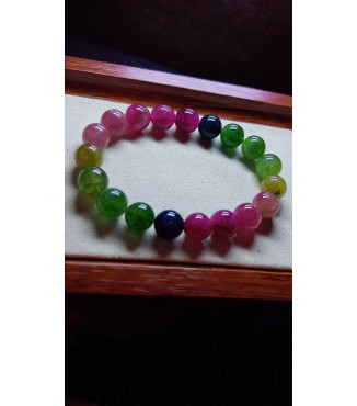 206F9 exquisite rainbow tourmaline bracelet, size about 10mm, weight 32.3 grams, crystal