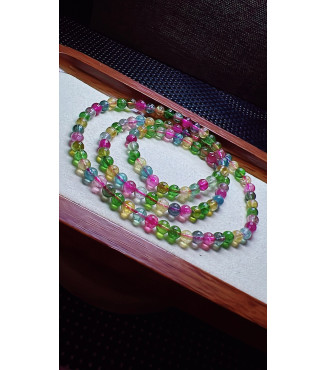 206F8 exquisite candy tourmaline three circle bracelet, size about 5.2mm, weight 25.1