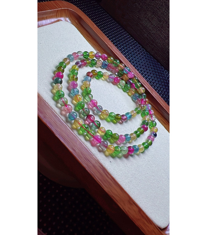 206F7 exquisite candy tourmaline three circle bracelet, size about 5.2mm, weight 24.8g