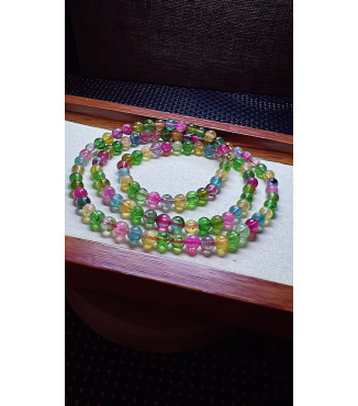 206F7 exquisite candy tourmaline three circle bracelet, size about 5.2mm, weight 24.8g