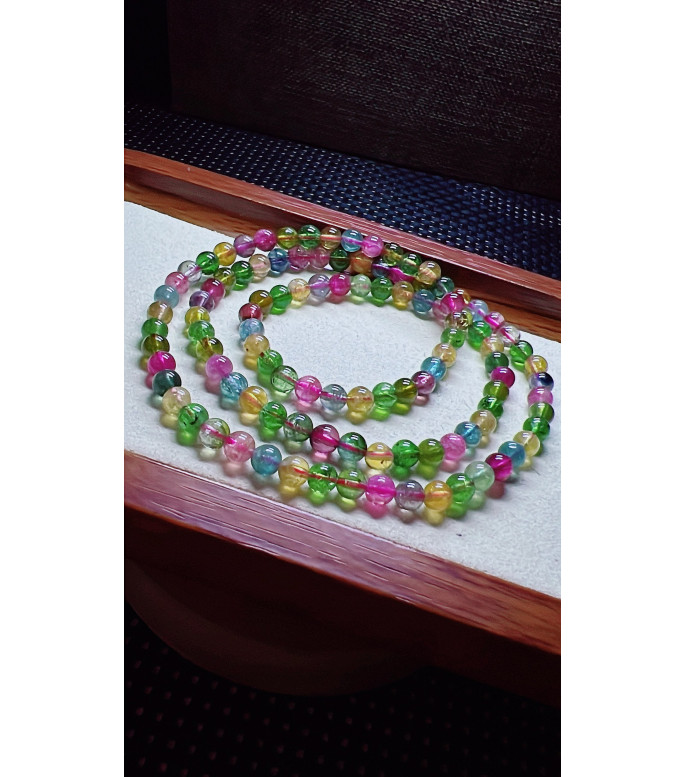 206F7 exquisite candy tourmaline three circle bracelet, size about 5.2mm, weight 24.8g