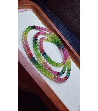 206F6 exquisite rainbow tourmaline three circle bracelet, size about 4.7mm, weight 20.6g