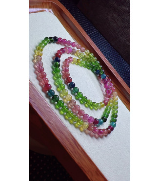 206F6 exquisite rainbow tourmaline three circle bracelet, size about 4.7mm, weight 20.6g