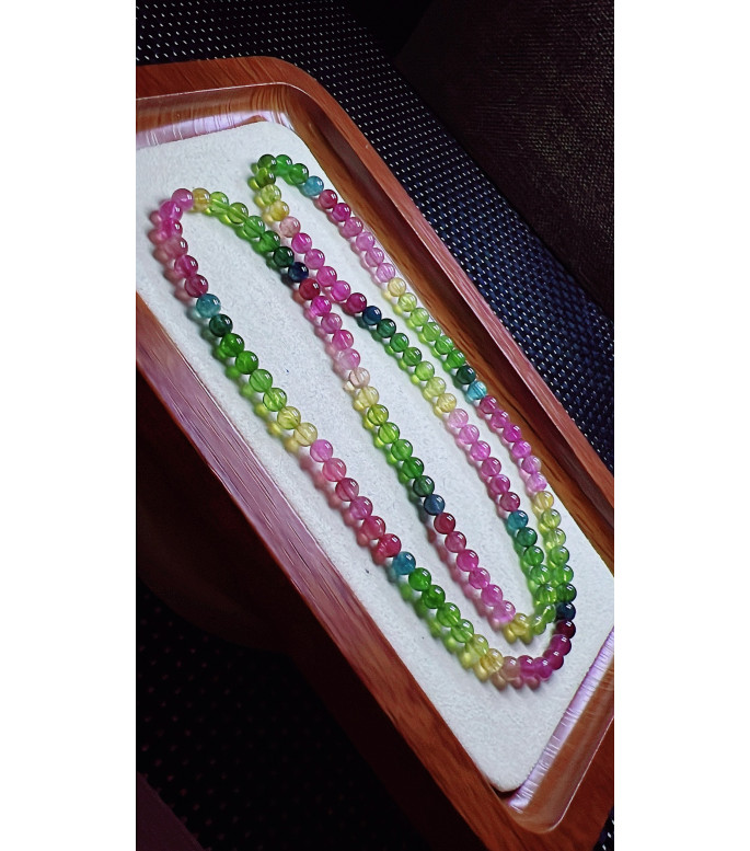 206F5 exquisite rainbow tourmaline three circle bracelet, size about 4.7mm, weight 20.4g