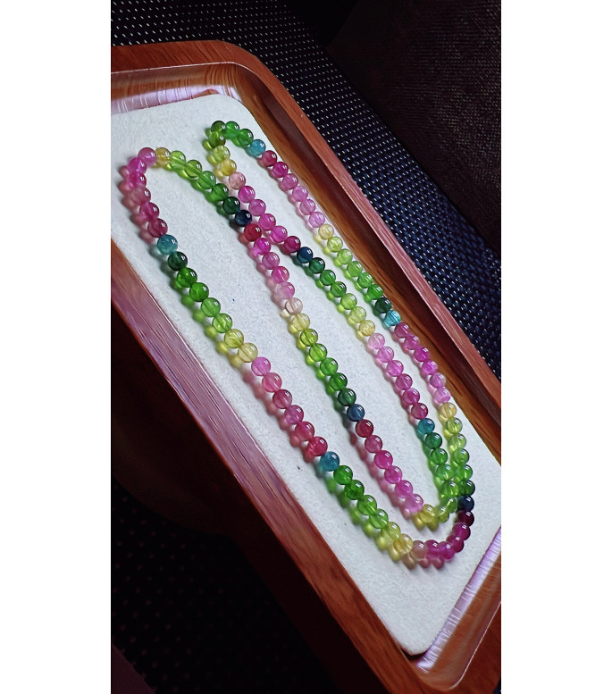 206F5 exquisite rainbow tourmaline three circle bracelet, size about 4.7mm, weight 20.4g