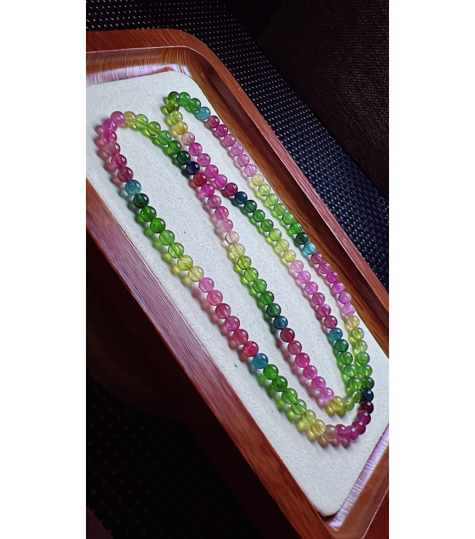 206F5 exquisite rainbow tourmaline three circle bracelet, size about 4.7mm, weight 20.4g