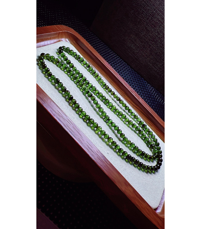 206F4 exquisite green tourmaline three circle bracelet, size about 4mm, weight 15.8g