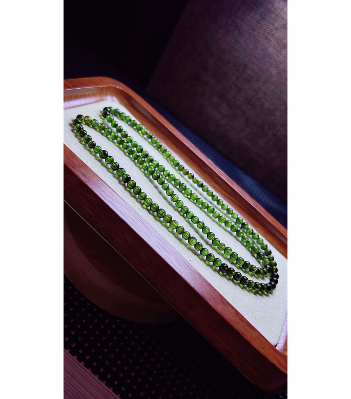 206F4 exquisite green tourmaline three circle bracelet, size about 4mm, weight 15.8g