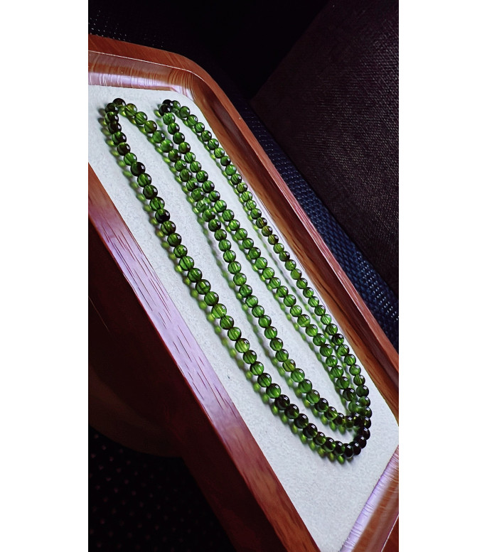 206F4 exquisite green tourmaline three circle bracelet, size about 4mm, weight 15.8g