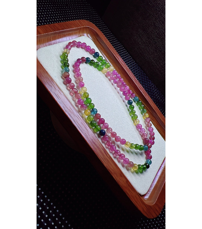 206F2 exquisite rainbow tourmaline three circle bracelet, size about 5.2mm, weight 25g